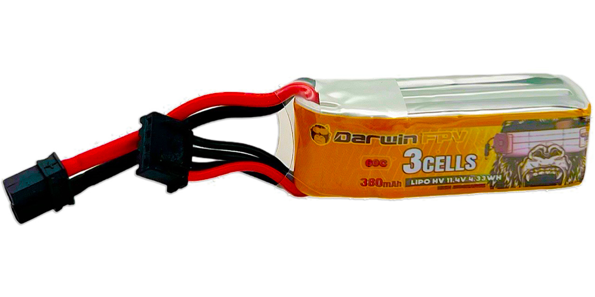 Акумуляторна батарея для FPV дронів DarwinFPV 380mAh 3S 11.4V 60C для дронів CineApe та BabyApe