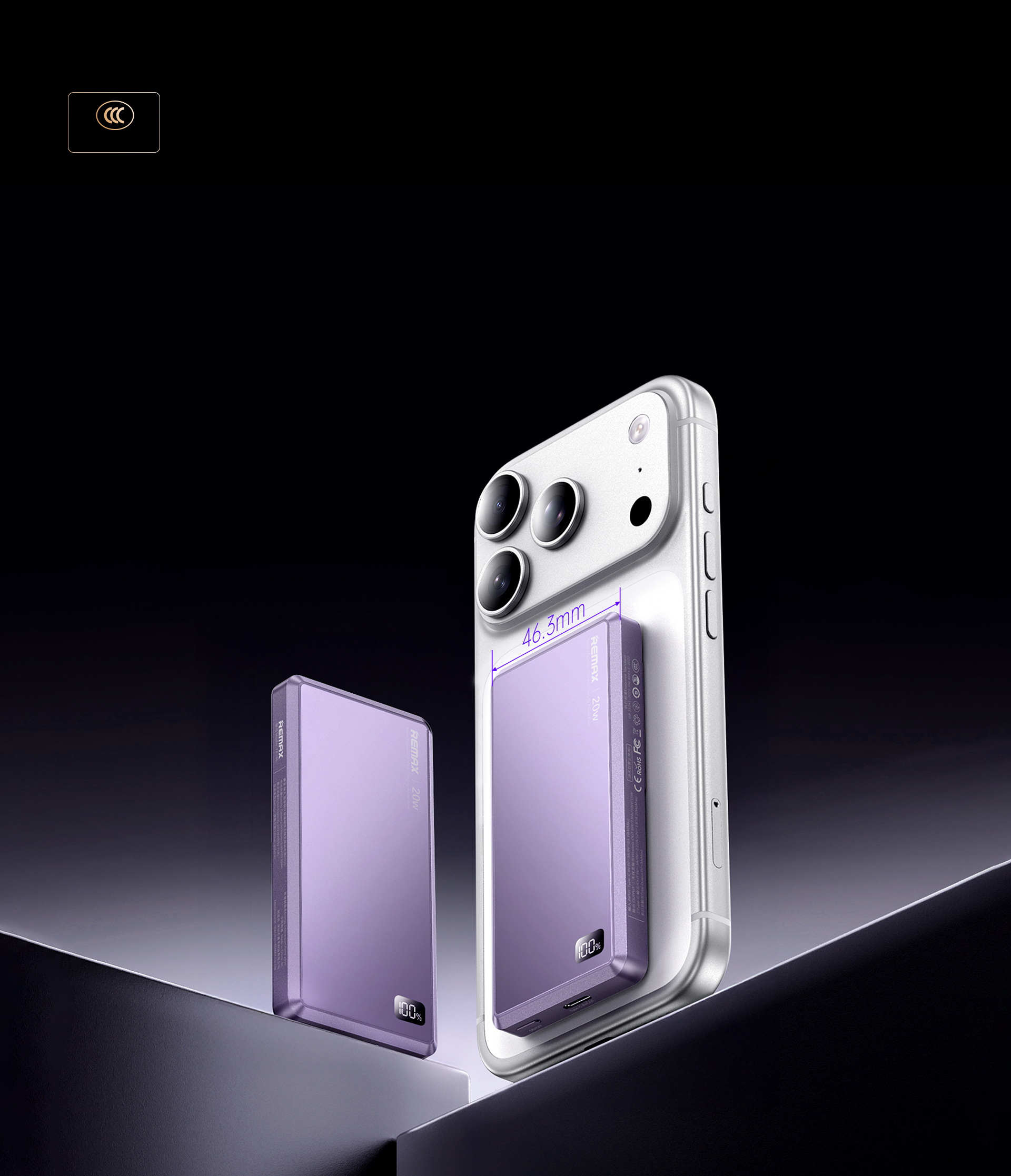 Павербанк 5000 мА·час Remax FP-36 – 20 Вт, PD+QC, USB-C + MagSafe, беспроводная зарядка, серый