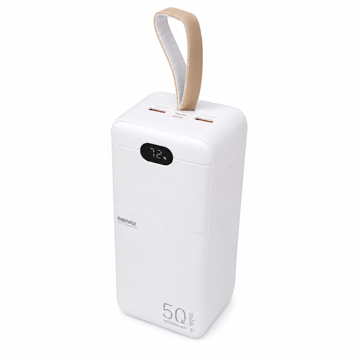 Павербанк Remax RPP-117 / 50000 мАч / до 27Вт / USB-C + USB-A + Micro-USB / PD+QC / Белый