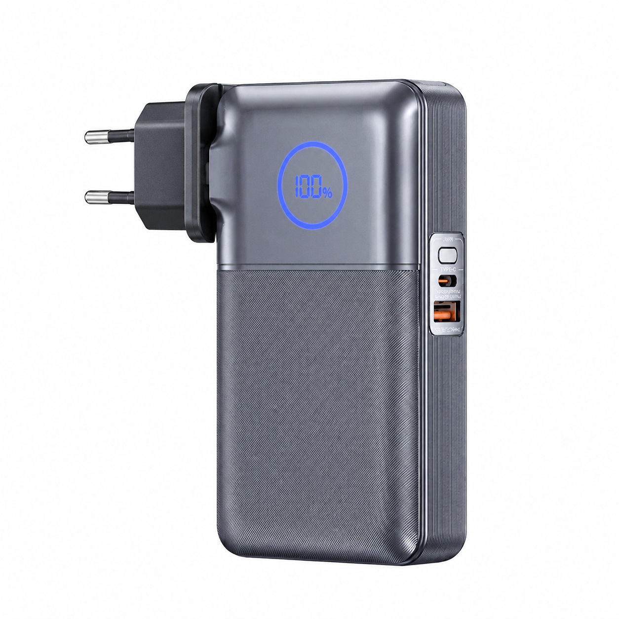 Павербанк-адаптер Remax CP-5 с вилками EU/UK и кабелем / 10000 мАч / 35 Вт / USB-C + USB-A / PD + QC / Черный