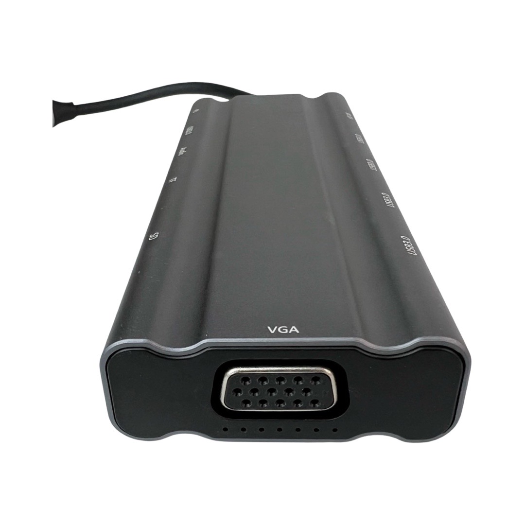 USB-хаб Wondertech WT00586 10 в 1 USB2.0x1 USB3.0x1 USB-C / Type-C + VGA + HDMI + 3,5mm AUX + SD / TF слот для карт + PD USB-C