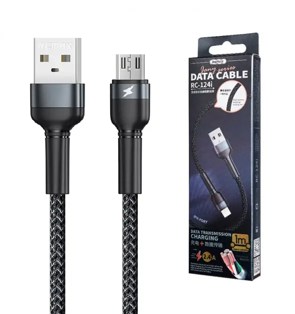Дата Кабель для заряджання REMAX Jany RC-124m USB 2.0 — micro USB 2.4A Чорний (1м)