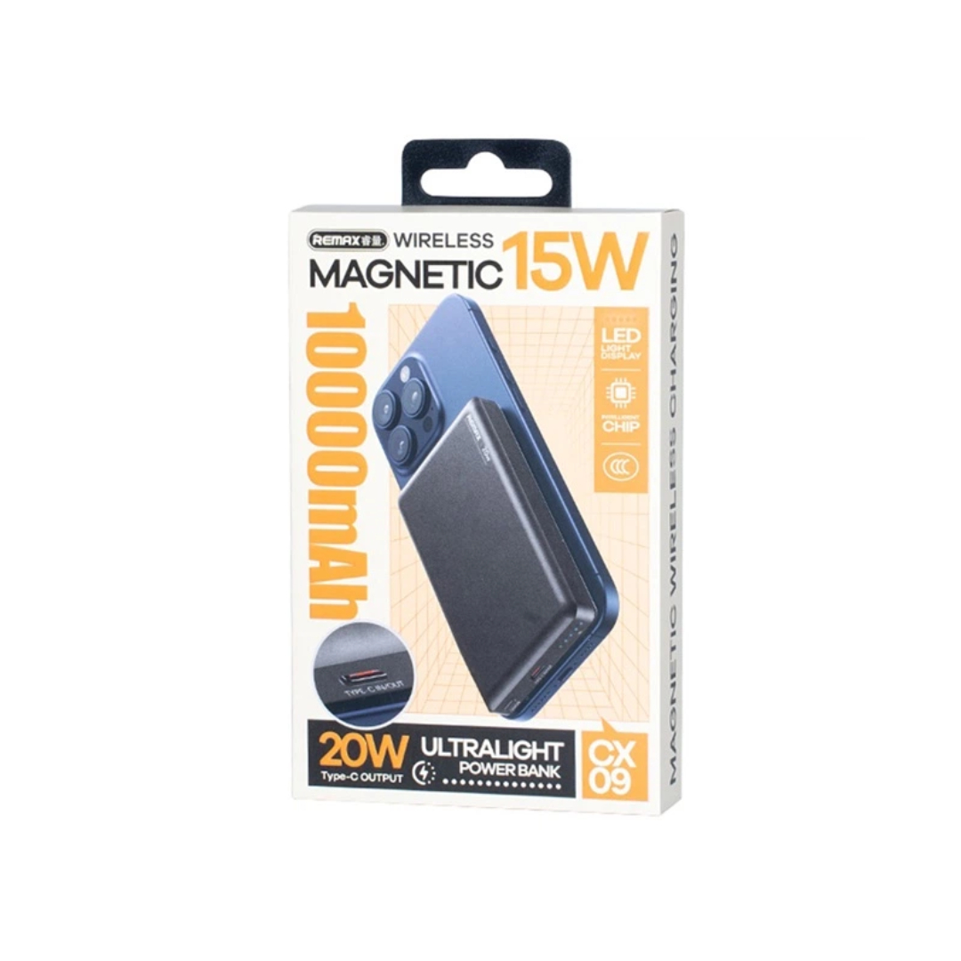 Павербанк Remax CX09 / 10000 мАч / до 20 Вт / USB-C + MagSafe / PD + QC / Серый