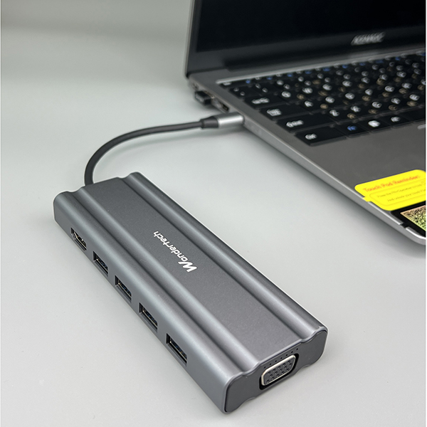 Концентратор Wondertech WT00586 Type-C Hub 10-в-1 для ноутбуков: 4x USB 3.0, 1x USB 2.0, HDMI, VGA, SD/TF, 3,5 мм jack