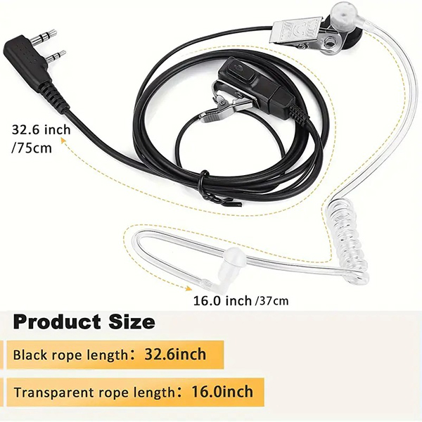 Гарнітура прихованого носіння ABBREE для Baofeng, Puxing, Wouxun, Kenwood силіконова вкладка у вухо