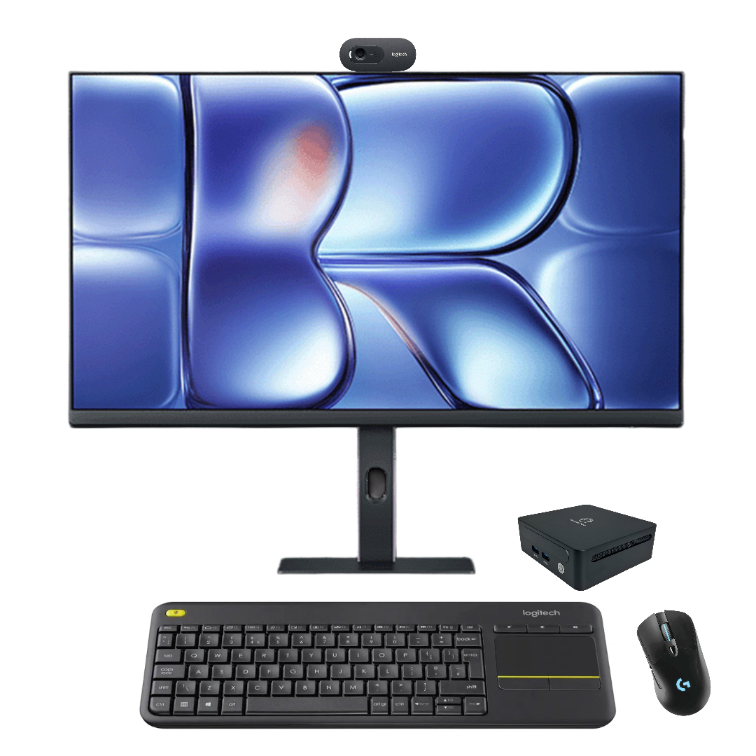Комплект ПК офісний максимум: Міні-Пк Ryzen 7 / 16GB / 256GB + Монітор 27″ Redmi A27Q 120 Гц + Logitech клавіатура, миша + веб-камера