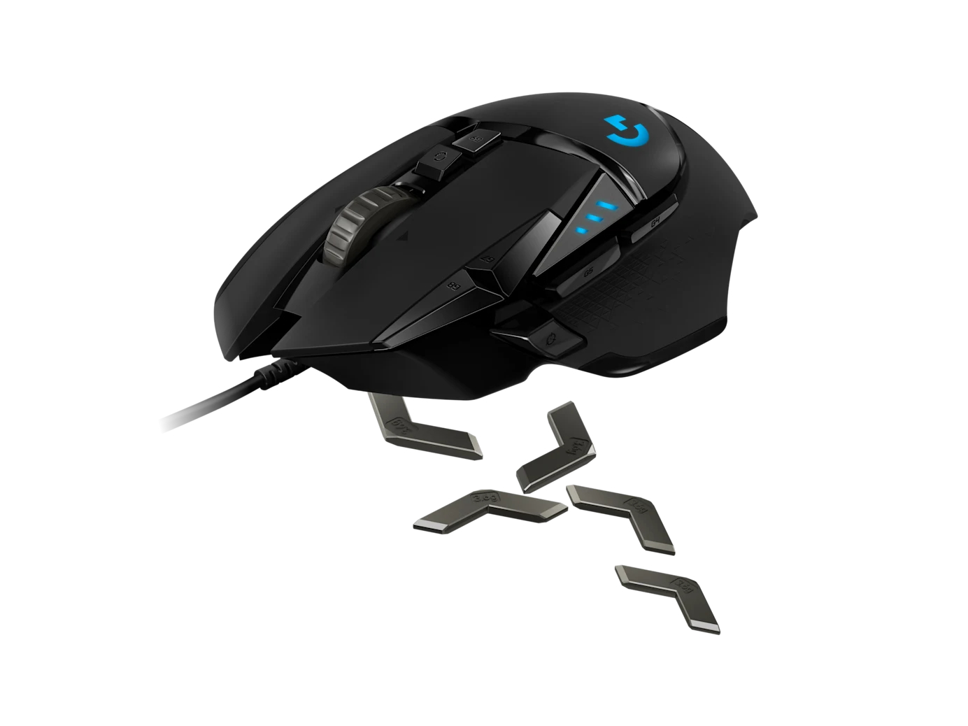 Мышь компьютерная проводная игровая Logitech G502 с подсветкой / 11 программируемых кнопок / DPI 25600 / Черный