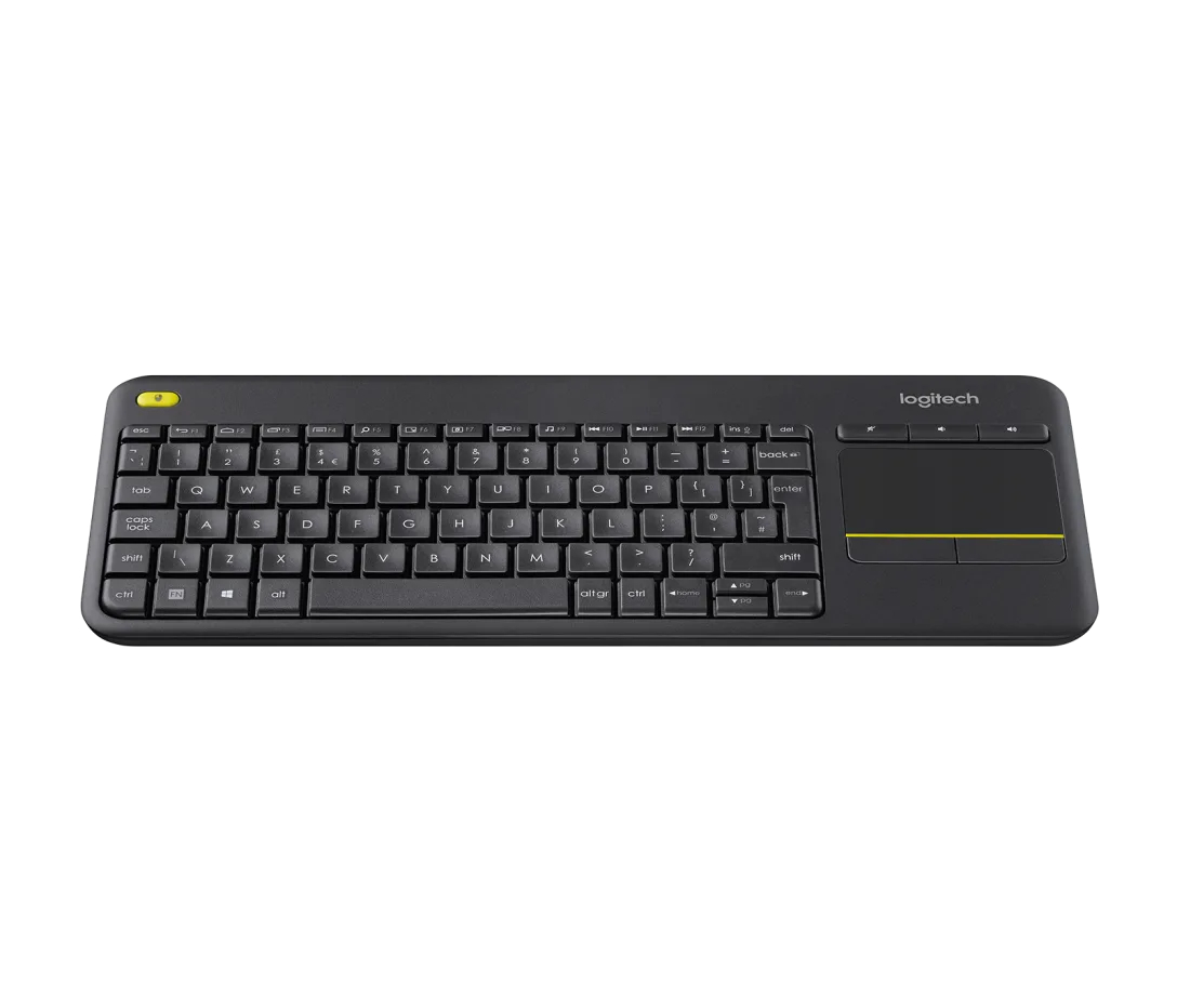 Беспроводная сенсорная клавиатура с тачпадом Logitech K400 Plus / USB 2.4 ГГц / 10 метров / Черный