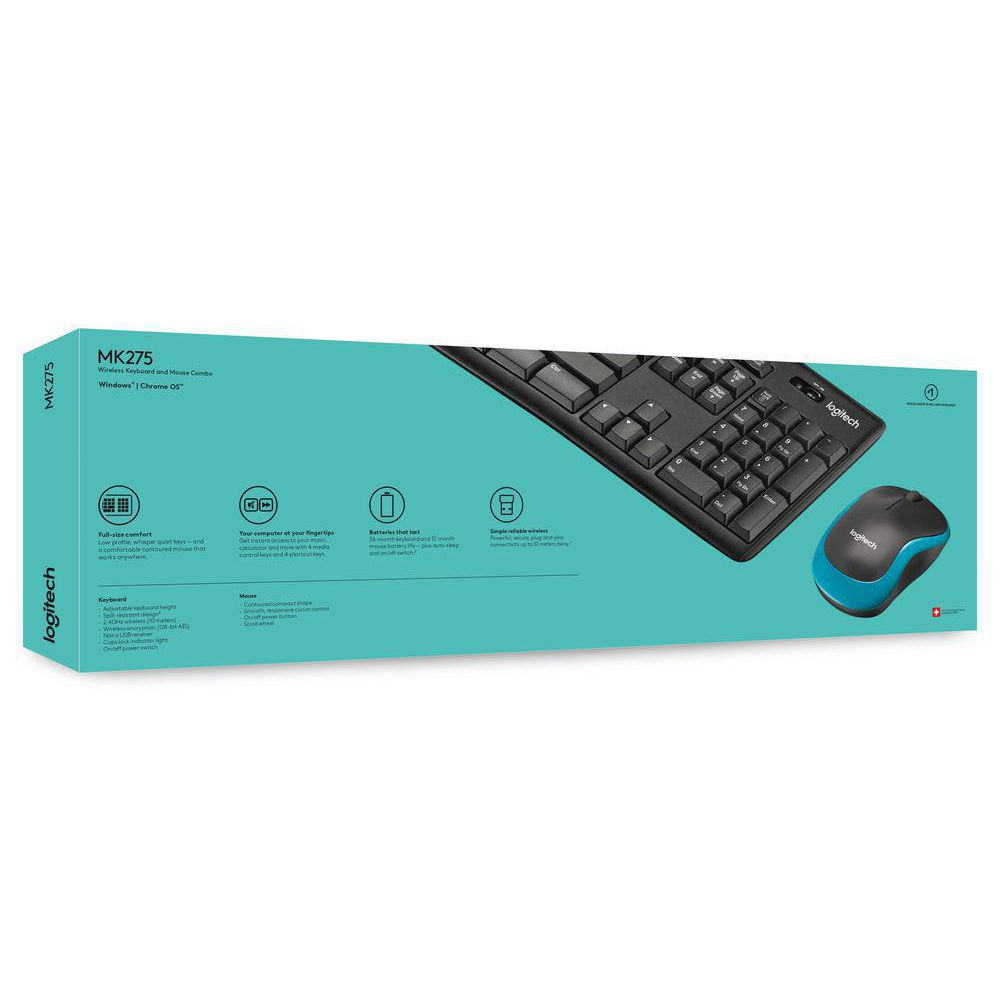 Беспроводной комплект мыши и клавиатуры Logitech MK275 / USB 2.4 ГГц / 10 метров / Черный
