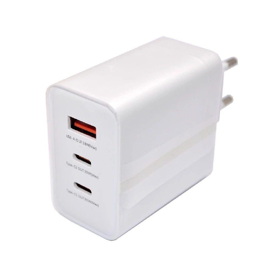 Зарядний пристрій 65 Вт Remax CA-20 (ACC65W) – GaN, 2×USB-C + USB-A, EU, білий