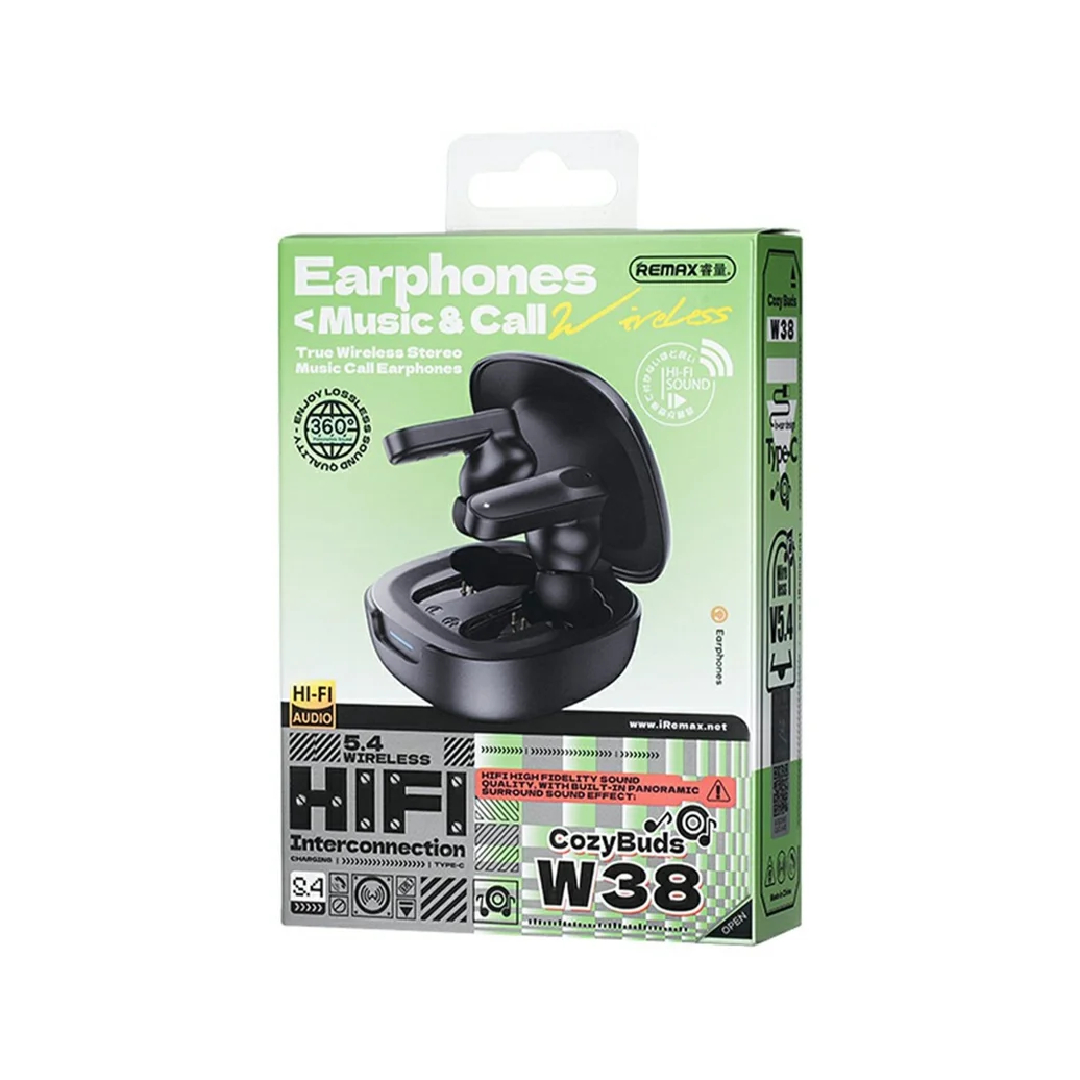 Наушники беспроводные TWS Remax CozyBuds W38 – внутриканальные, Bluetooth 5.4, до 4 часов, черные