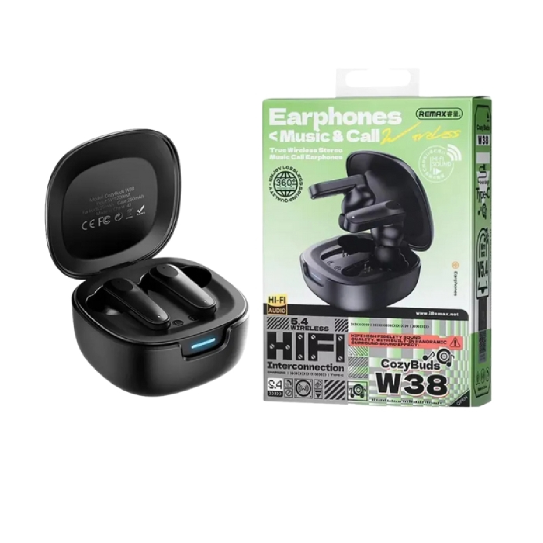 Наушники беспроводные TWS Remax CozyBuds W38 – внутриканальные, Bluetooth 5.4, до 4 часов, черные