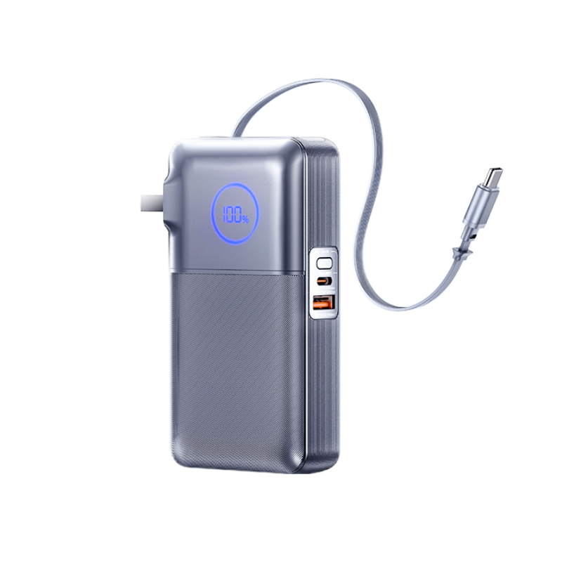 Павербанк Remax CP-5 + вилки EU і UK / 10000 мАг / 35 Вт / USB-C + USB-A / PD+QC / Чорний