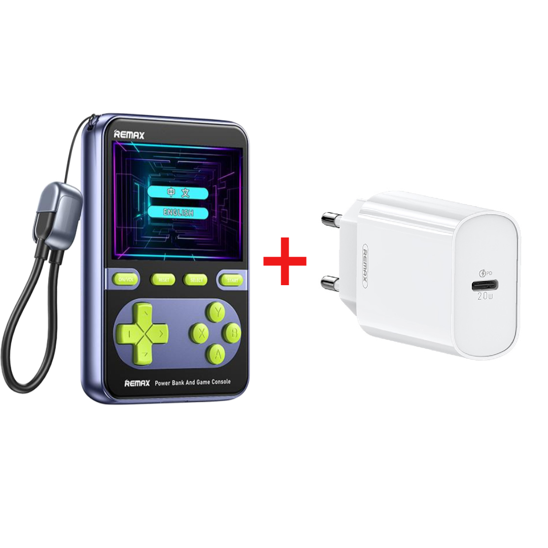 Павербанк та ігрова консоль Remax FCP-13 / 10000 мАг / 20Вт / USB-C, Lightning / PD+QC / Синій