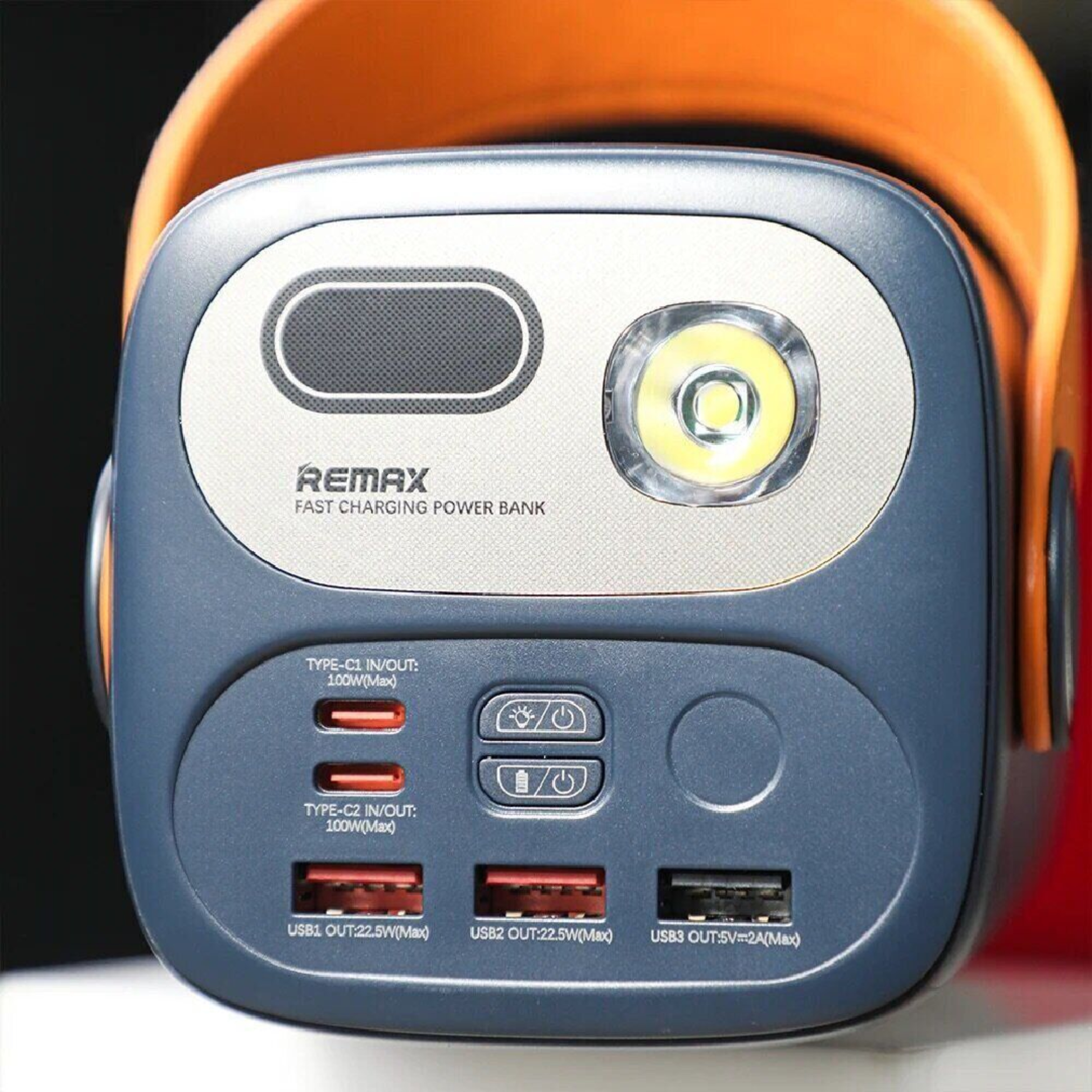 Павербанк 60000 мАч Remax RPP-100 – 100 Вт, PD+QC, USB-C+USB-A, дисплей, фонарик, синий