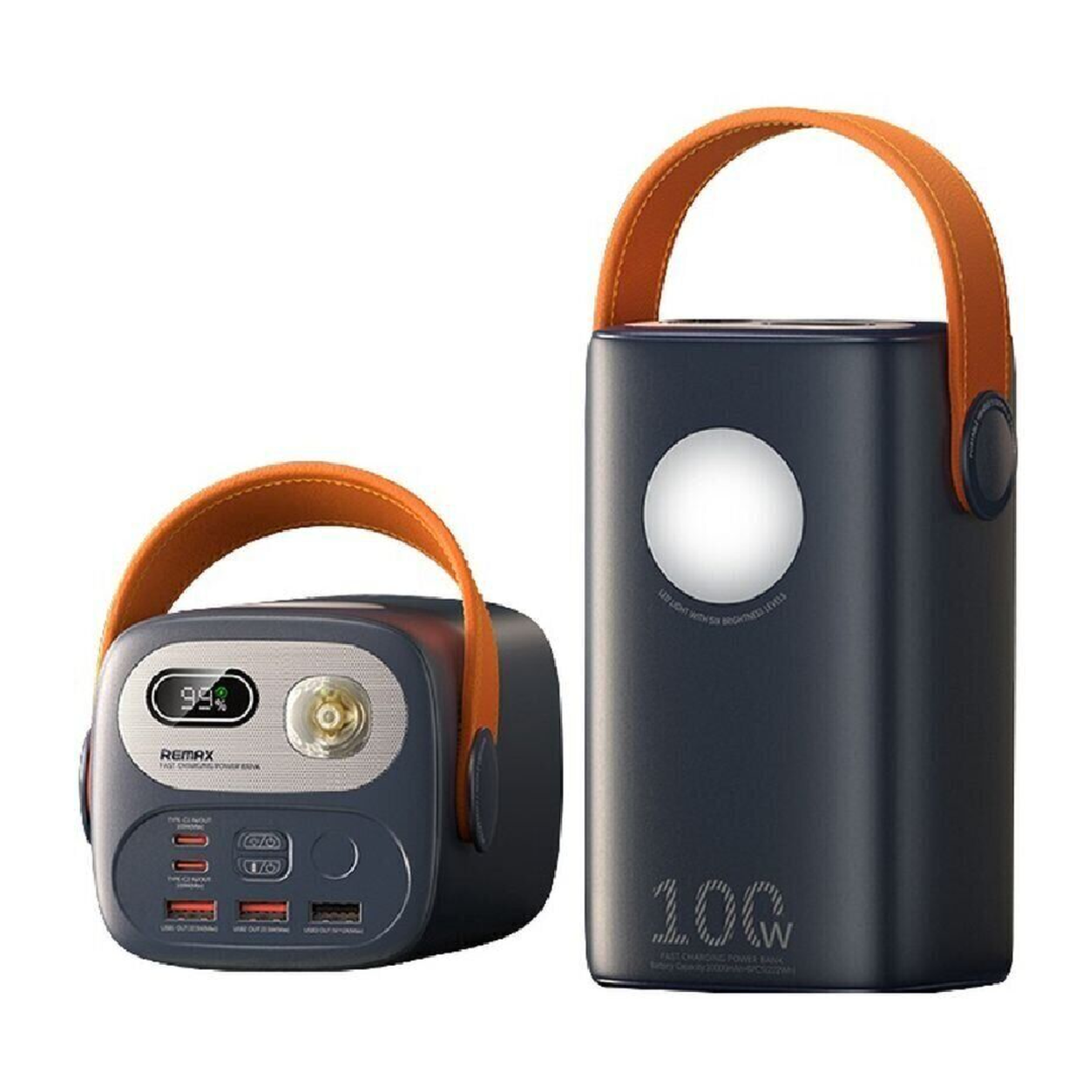 Павербанк 60000 мАч Remax RPP-100 – 100 Вт, PD+QC, USB-C+USB-A, дисплей, фонарик, синий