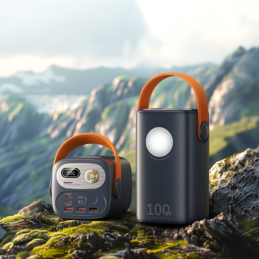 Павербанк 60000 мАч Remax RPP-100 – 100 Вт, PD+QC, USB-C+USB-A, дисплей, фонарик, синий