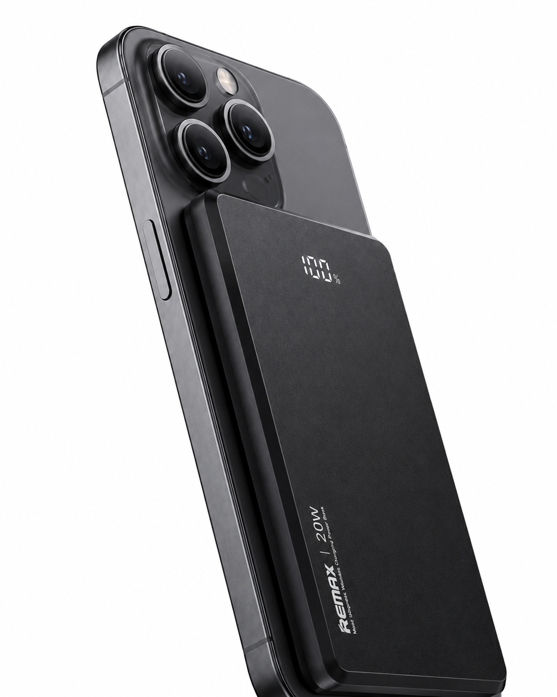 Павербанк Remax RPP-107 ультратонкий 9 мм / 5000 мАч / до 20 Вт / USB-C + MagSafe / PD + QC / Черный