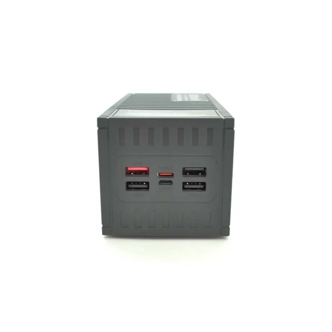 Павербанк 50000 мАч Remax RPP-161 – 27 Вт, PD+QC, USB-C + 4×USB-A, фонарик, серый