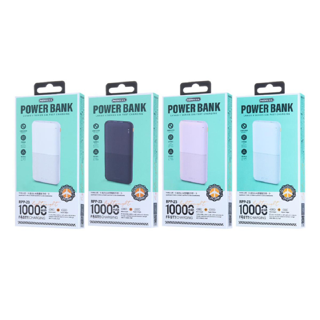 Павербанк Remax RPP-23 Lango II Series / 10000 мАг / 2.4A / USB-C + USB-A / LED-індикатор / Білий