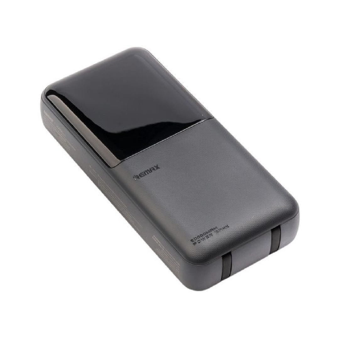 Павербанк 20000 мА·час Remax RPP-680 – 22,5 Вт, PD+QC, USB-A, с кабелями Type-C + Lightning, дисплей, черный