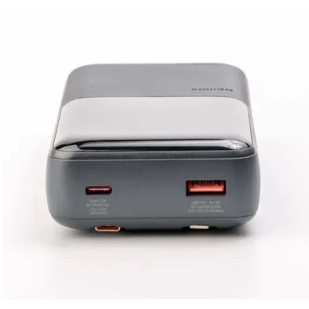 Павербанк 20000 мА·час Remax RPP-680 – 22,5 Вт, PD+QC, USB-A, с кабелями Type-C + Lightning, дисплей, черный