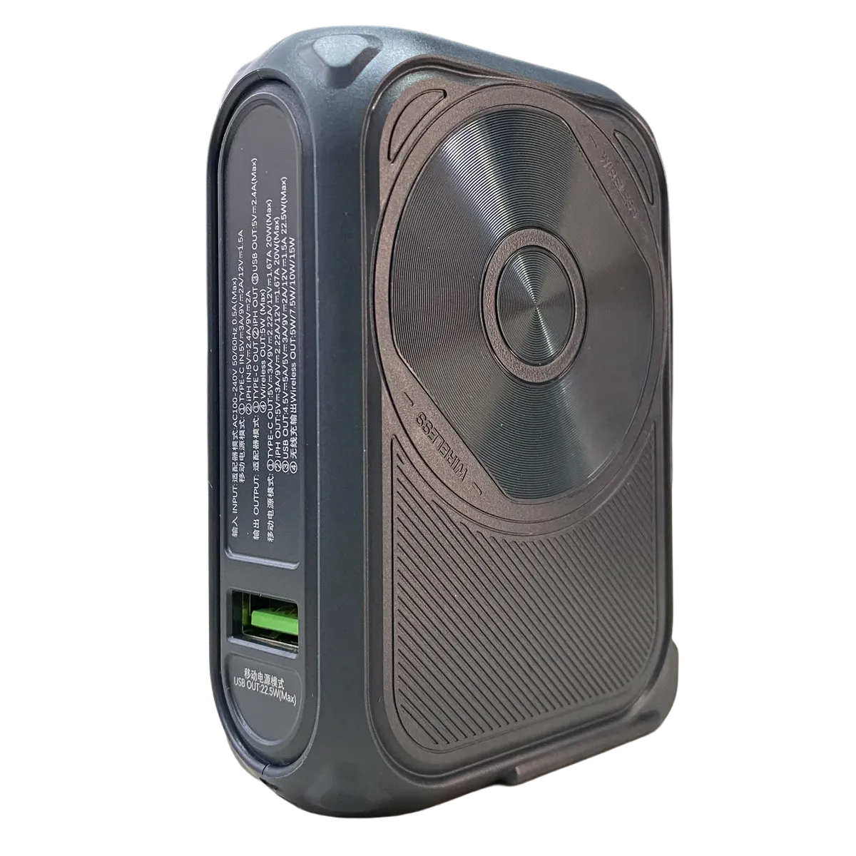 Павербанк-адаптер Remax RPP-116 з вилкою та кабелем / 10000 мАг / 22.5 Вт / USB-C,USB-A,Lightning,MagSafe / PD+QC / Чорний