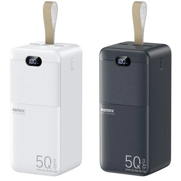 Павербанк Remax RPP-117 / 50000 мАч / 27Вт + 22.5Вт / USB-C, 2 x USB-A / PD+QC / Черный