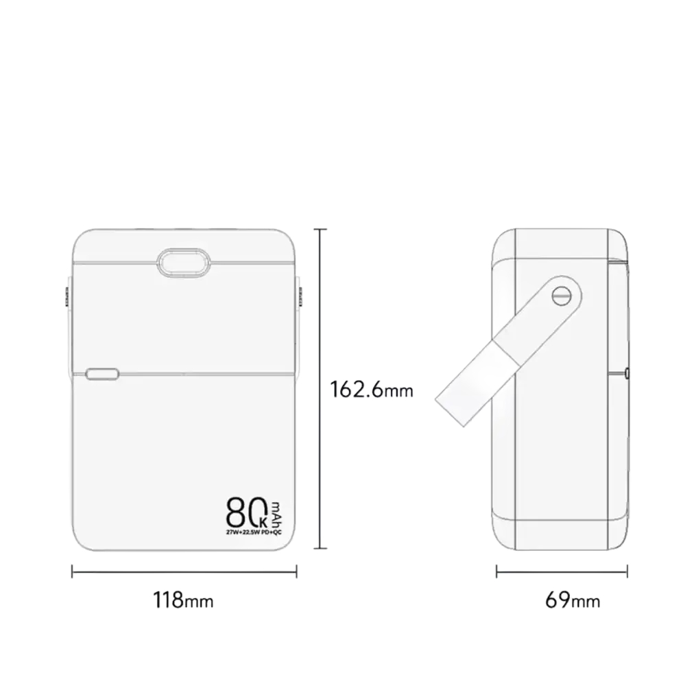 Павербанк Remax RPP-118 Piloteer Series / 80000 мАч / 27 Вт + 22,5 Вт / USB-C + 3×USB-A / PD+QC / Черный