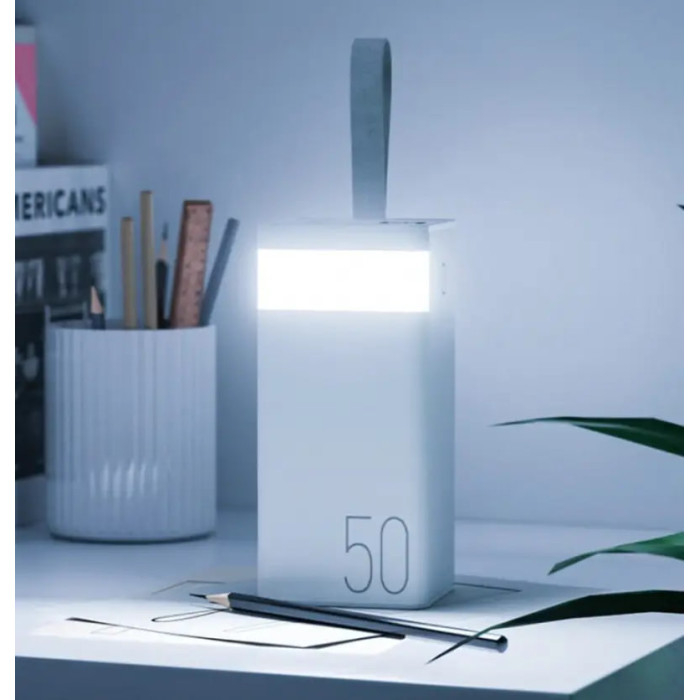 Павербанк Remax RPP-321 / 50000мАг / 22,5 Вт / USB-C + USB-A + microUSB / PD + QC / з ліхтариком / Білий