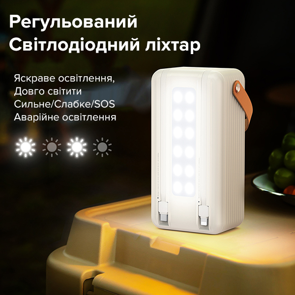 Повербанк 60000 мАч 22,5W с кабелем Type-C Lightning Remax RPP-565 PD+QC Серый