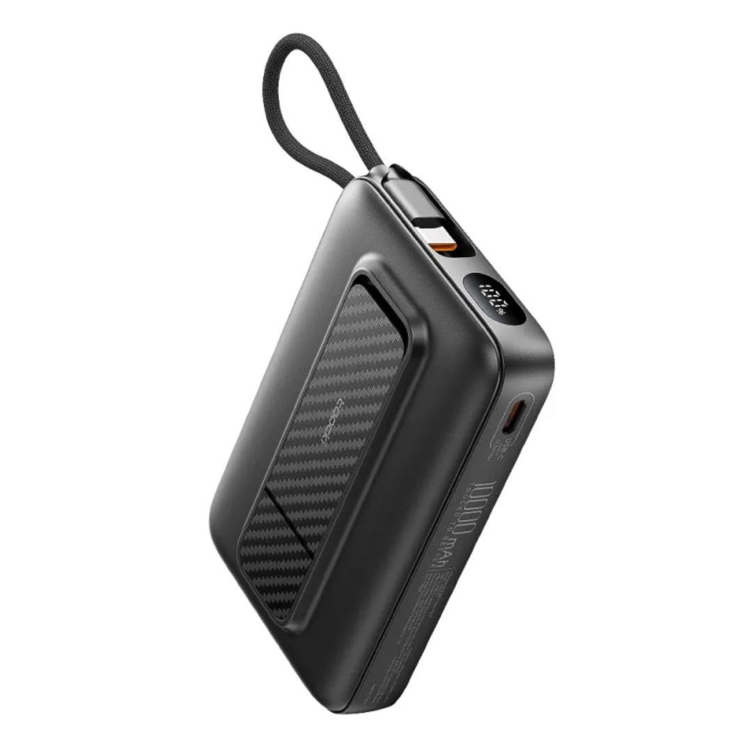 Павербанк 10000 мА·год Toocki TP03251 – 22.5 Вт, USB-C, магнітна бездротова зарядка 15 Вт, чорний