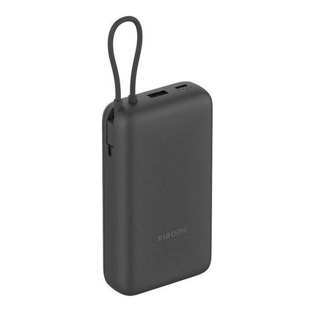 Павербанк Xiaomi Integrated Cable GL / 20000 мАг / до 22,5 Вт / USB-C + USB-A / PD+QC / З вбудованим кабелем / Темно-сірий