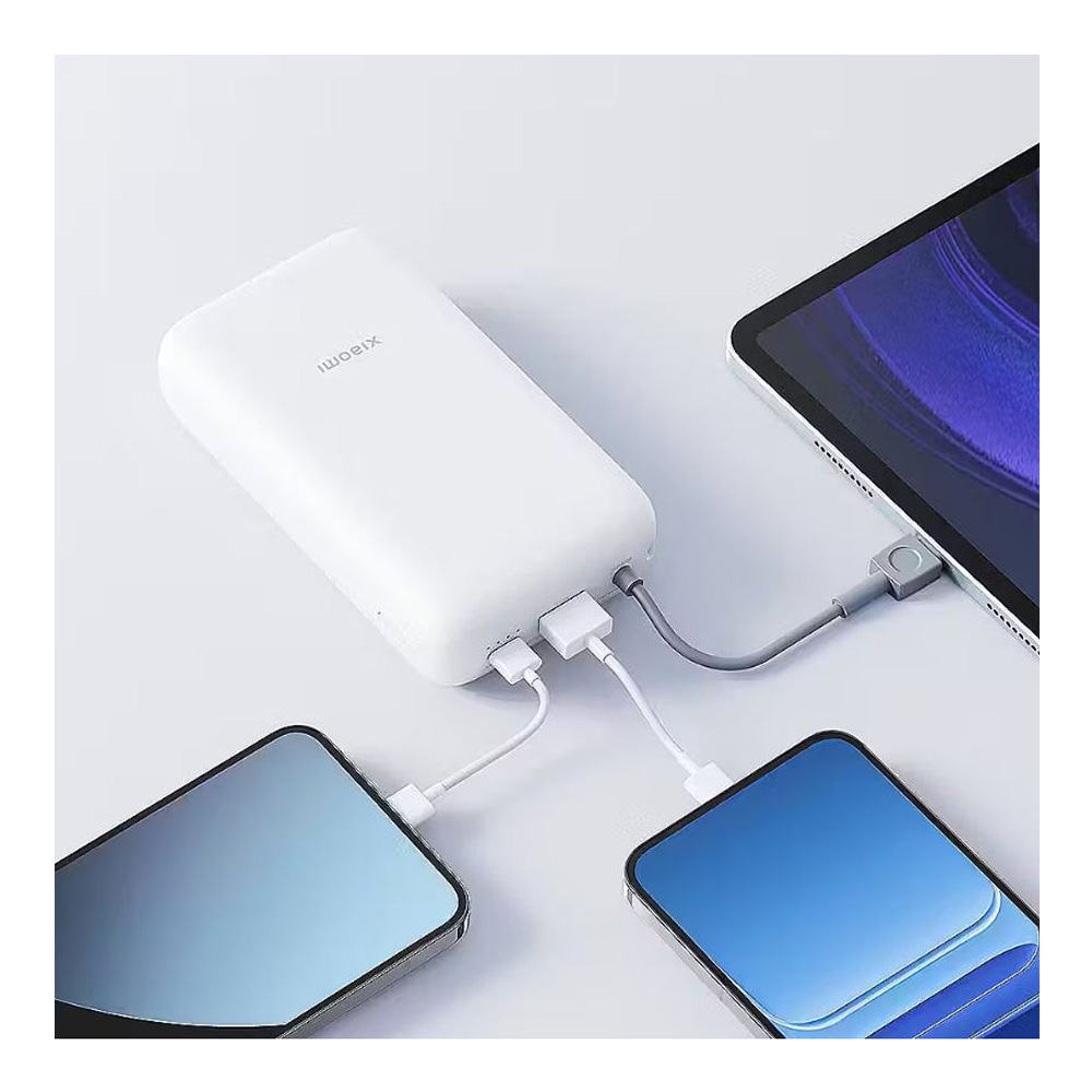 Павербанк Xiaomi Integrated Cable GL / 20000 мАг / до 22,5 Вт / USB-C + USB-A / PD+QC / З вбудованим кабелем / Світло-сірий