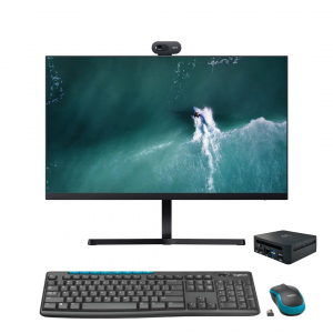 Комплект ПК офисный 4в1: Мини-ПК GenMachine Ryzen 3 4300U / 8GB / 256GB + Монитор 23.8” Xiaomi + Клавиатура и мышь Logitech + Веб-камера Logitech