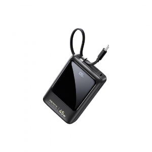 Павербанк 20000 мАч Remax 02PD – 45 Вт, PD+QC, USB-C, встроенный USB-C кабель, черный