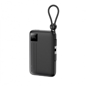 Павербанк 10000 мАч Remax FC-13 – 22,5 Вт, PD+QC, USB-C+USB-A, кабели USB-C+ Lightning, дисплей, черный