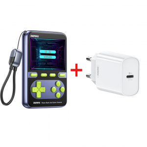 Павербанк и игровая консоль Remax FCP-13 / 10000 мАч / 20Вт / USB-C, Lightning / PD+QC / Синий