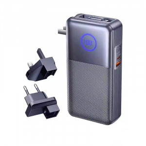 Павербанк Remax CP-17 + вилки EU и UK / 20000 мАч / 65 Вт / 2 х USB-C, USB-A / PD+QC / Черный