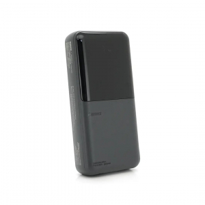 Павербанк 20000 мА·час Remax RPP-680 – 22,5 Вт, PD+QC, USB-A, с кабелями Type-C + Lightning, дисплей, черный